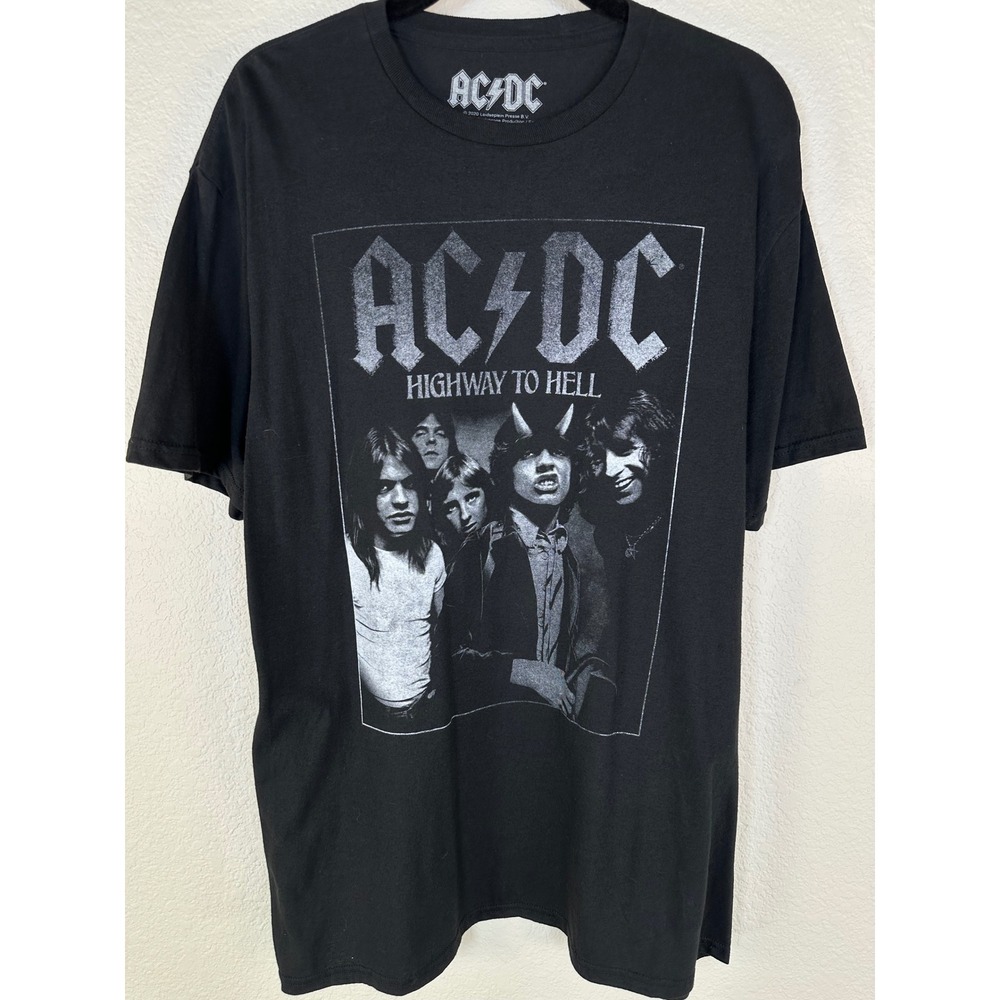 AC/DC Highway To Hell Band Tee Black‎ Graphic Shirt Mens L Unisex
